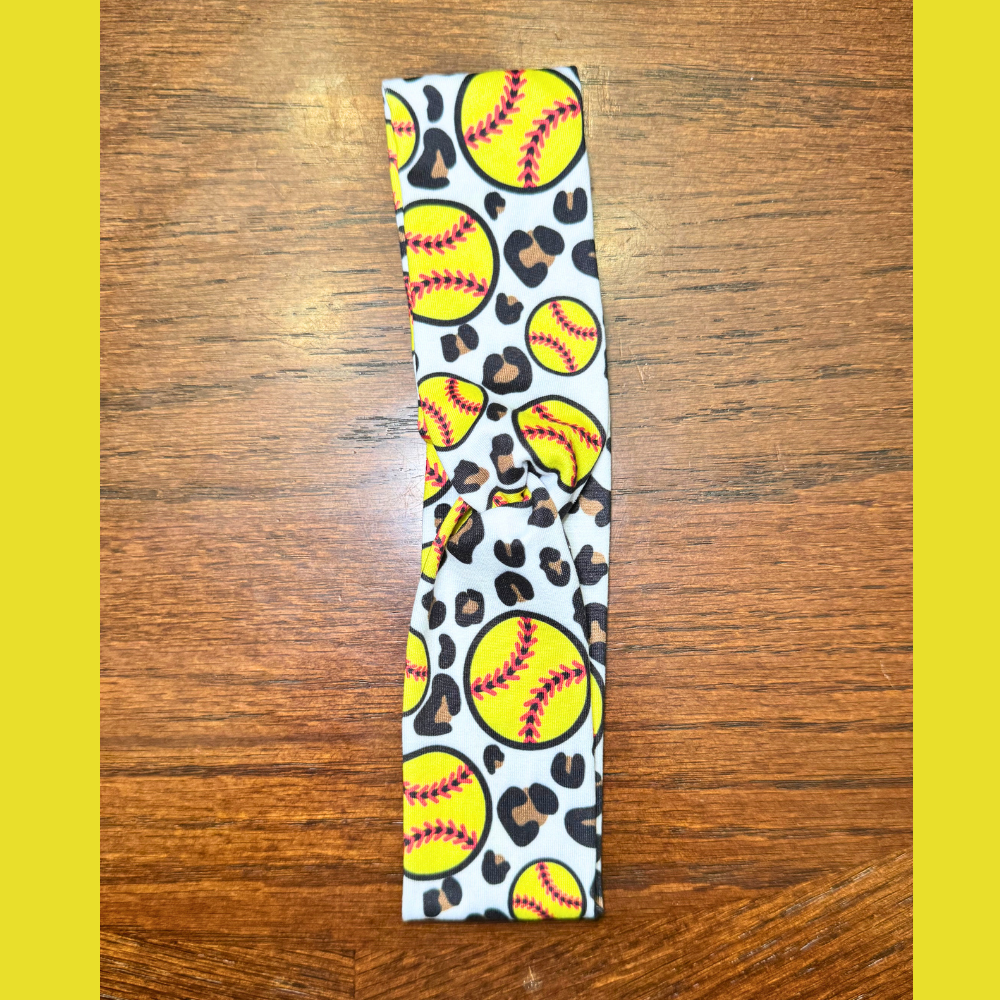 Softball Leopard Print Twist Headband