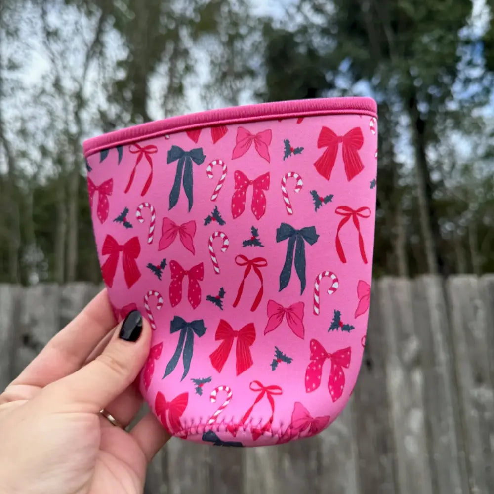 Coquette Christmas Bows Reusable Iced Drink Sleeve image 1