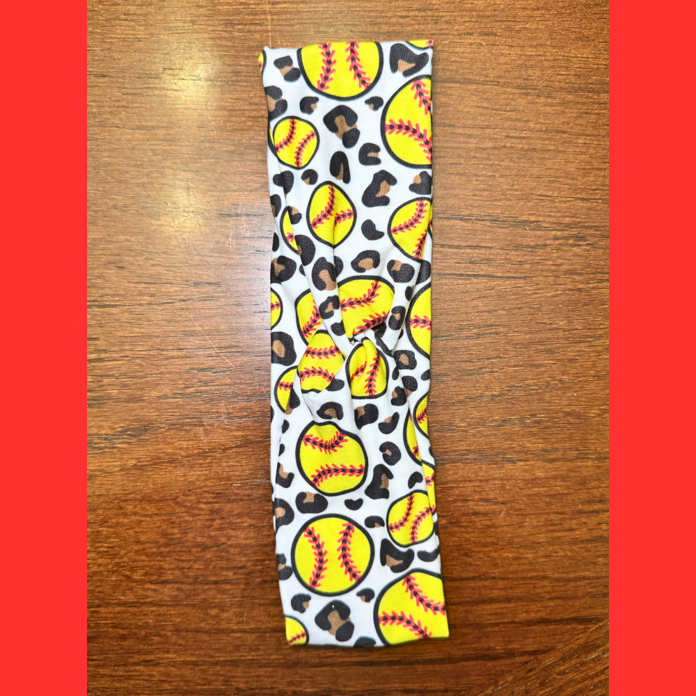 Softball Leopard Print Twist Headband