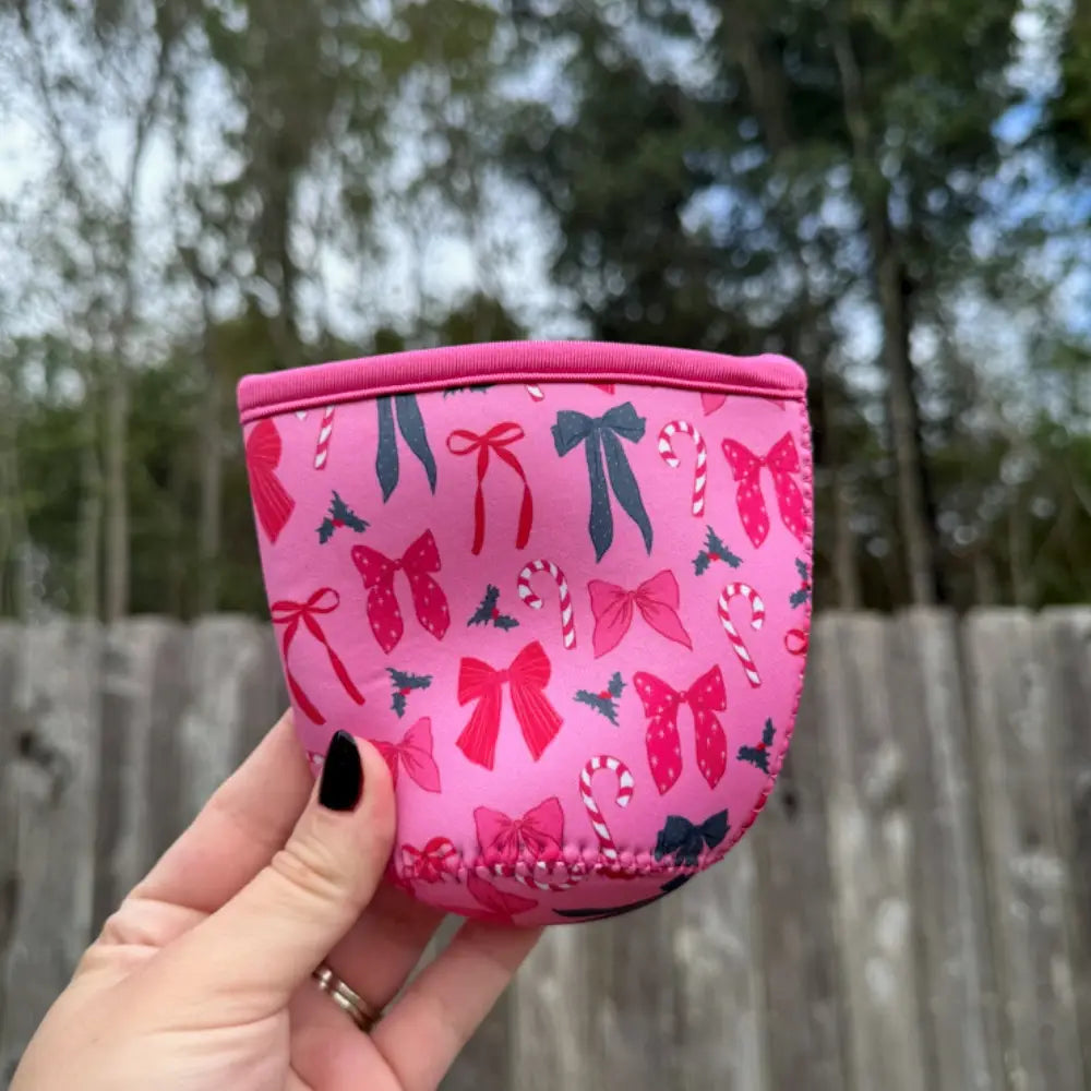 Coquette Christmas Bows Reusable Iced Drink Sleeve image 0