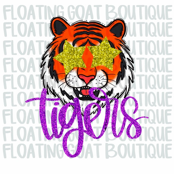 Tigers Glitter Starry Eye Mascot PNG