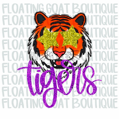 Tigers Glitter Starry Eye Mascot PNG