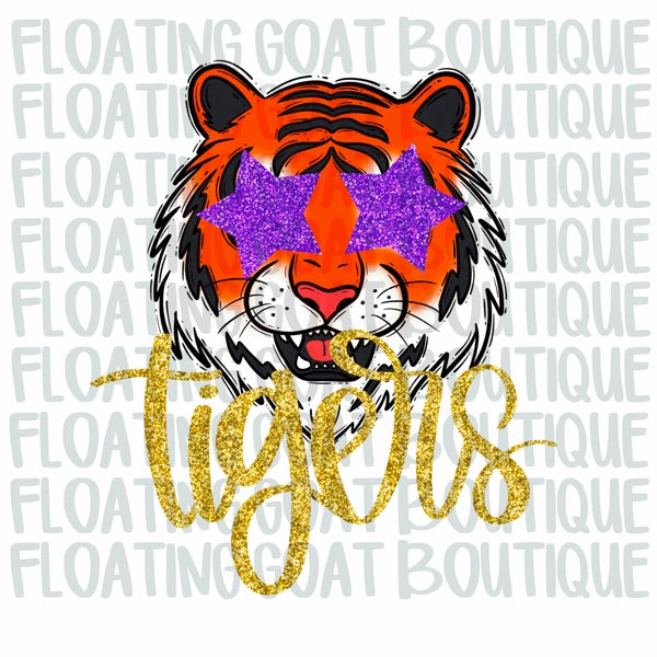 Tigers Glitter Starry Eye Mascot PNG