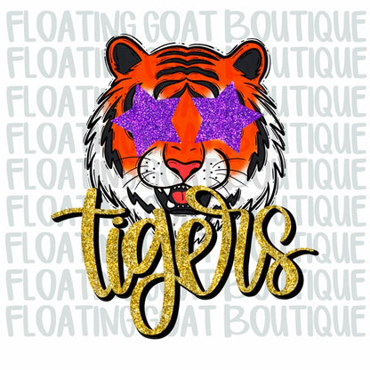 Tigers Glitter Starry Eye Mascot PNG