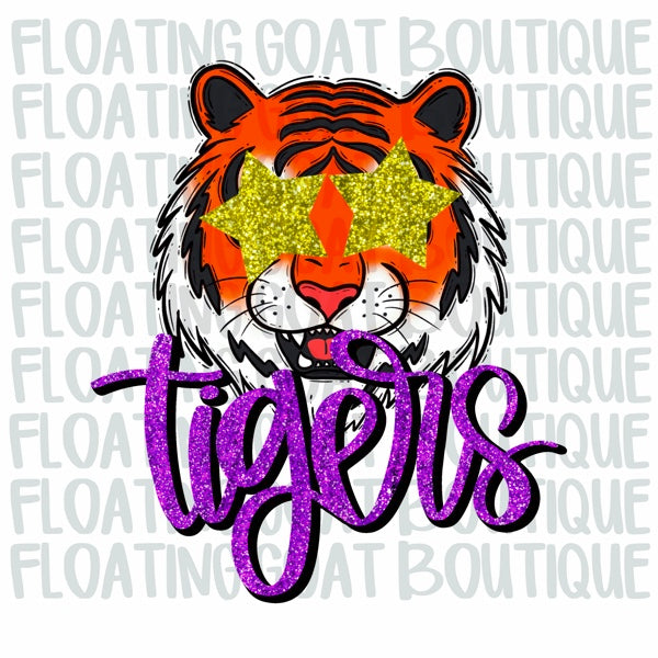 Tigers Glitter Starry Eye Mascot PNG