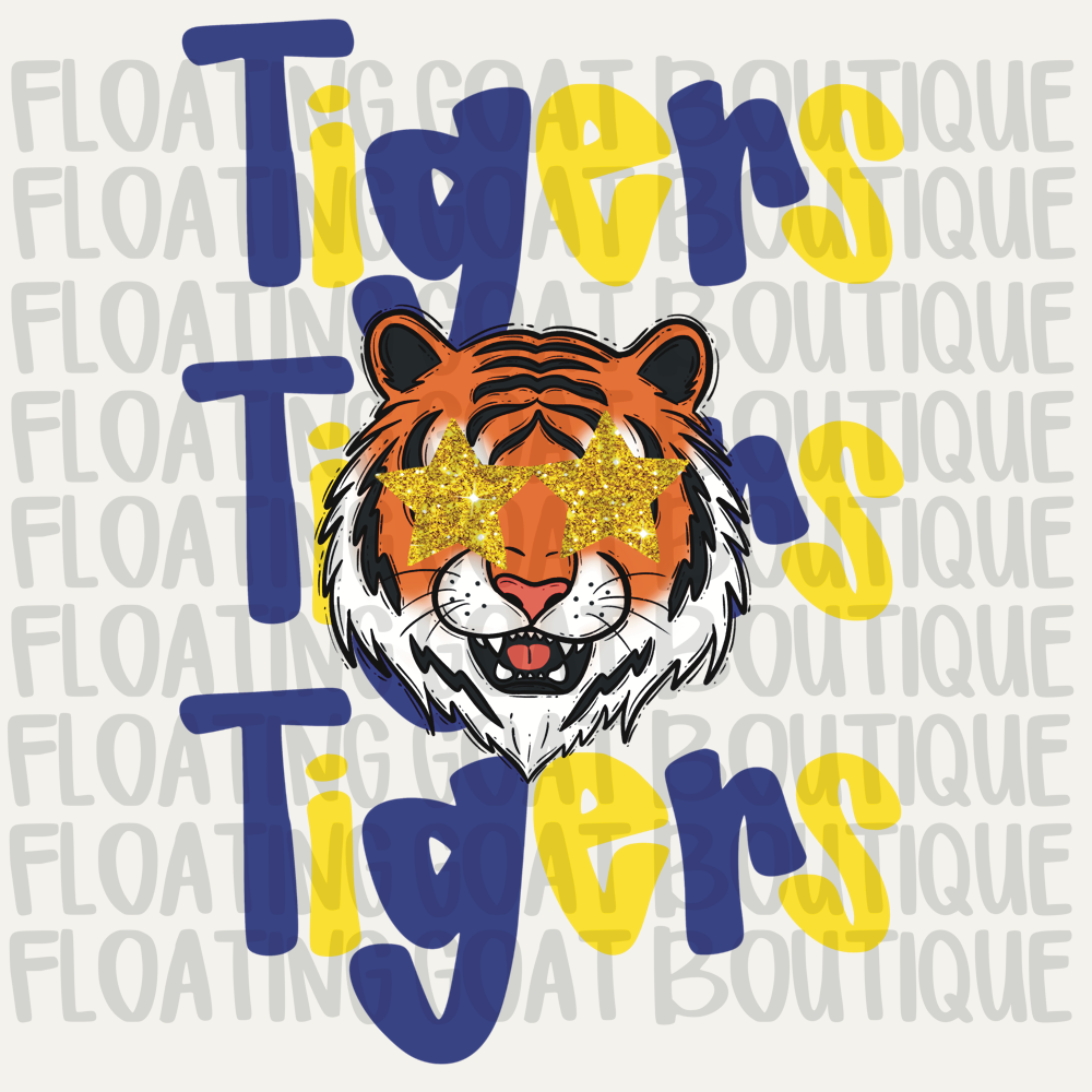 Tigers x3 Mascot Starry Eyes PNG