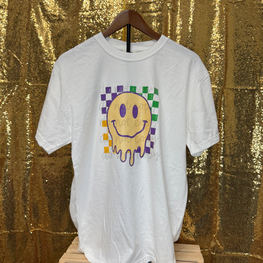 Mardi Gras Drippy Smiley Shirt
