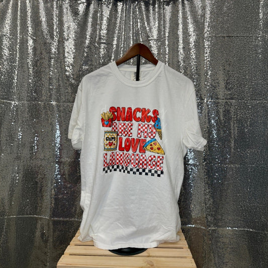 Snacks Are My Love Language (Red Text) Shirt