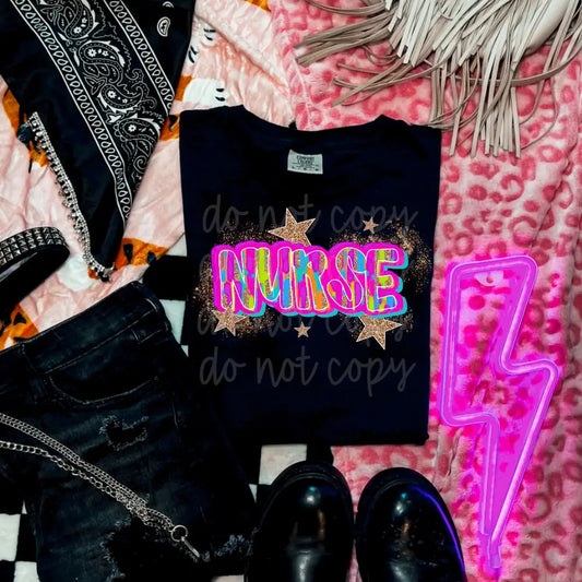 Nurse Glitter Stars Painted image 0