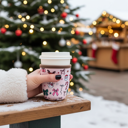 Reusable Iced Coffee Sleeve - Christmas Collage